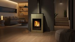 HS FLAMINGO krbová kamna AQUAFLAM VARIO SAPORO 11/5 kW - olivová - elektronická regulace