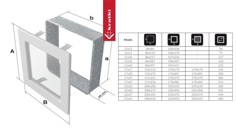 Krbová mřížka 22x22 BASIC krémová s žaluzií