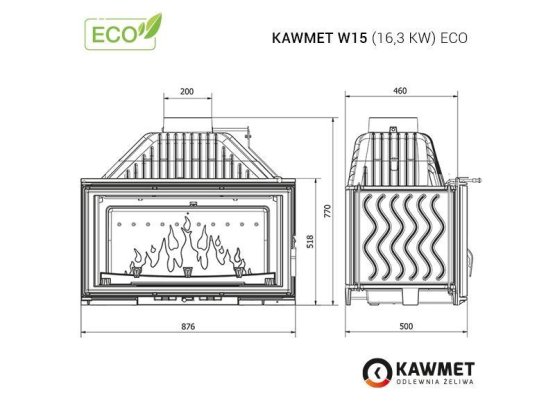 KAWMET krbová vložka W15 ECO - 16,3 kW