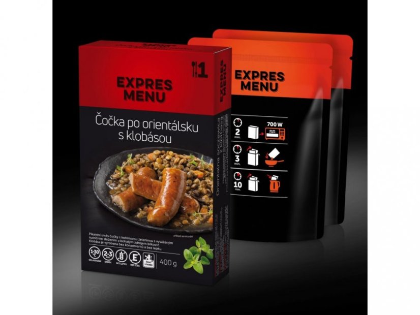 Expres Menu čočka po orientálsku s klobásou 1 porce 400g