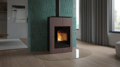 HS FLAMINGO krbová kamna AQUAFLAM VARIO SAPORO 11/7 kW - hnědá sametová