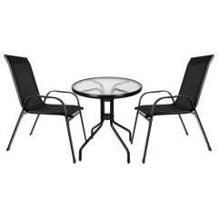 GARDLOV 23461 Balkonový set stůl + 2 židle černý