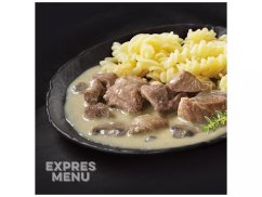 Expres Menu vepřové na žampionech s těstovinami 1 porce 500g