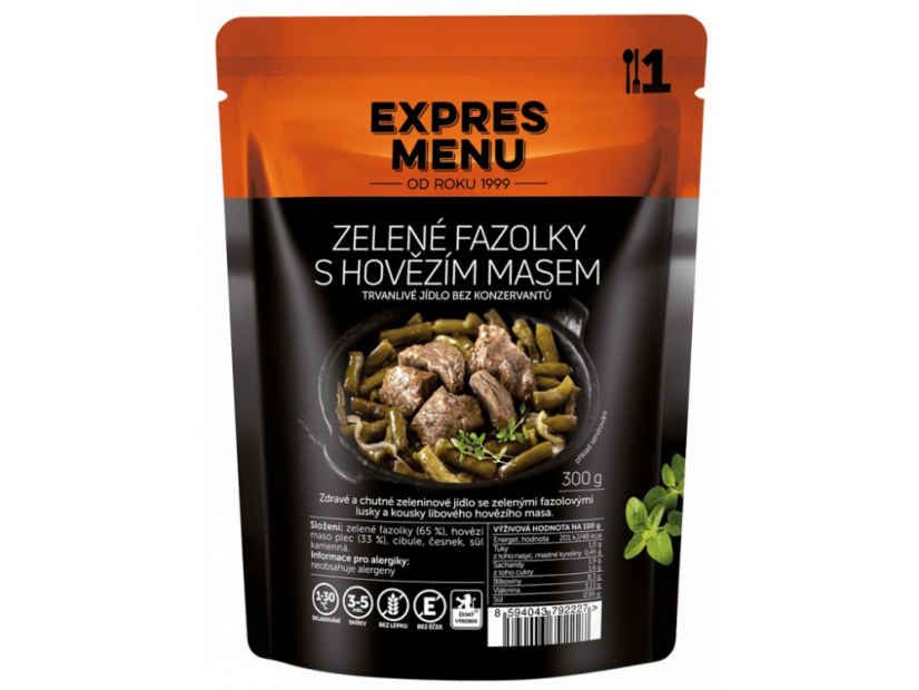 Expres Menu zelené fazolky s hovězím masem 1 porce 300g