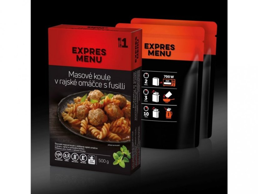 Expres Menu masové koule v rajské omáčce s fusilli 1 porce 500g